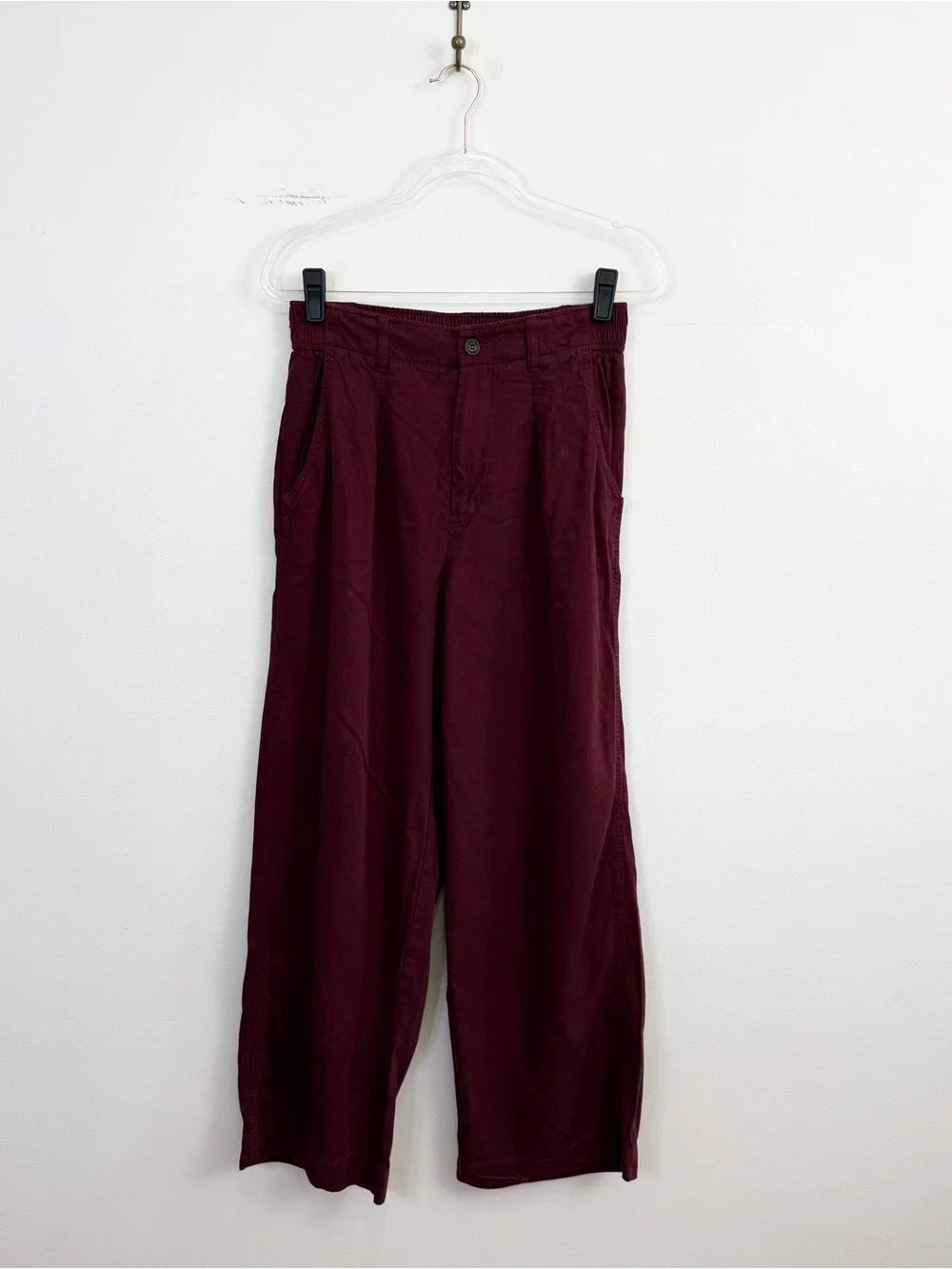 Madewell Neale Drapewave Straight Leg Pants Cabernet Wide Leg Size 8 - Picture 2 of 6